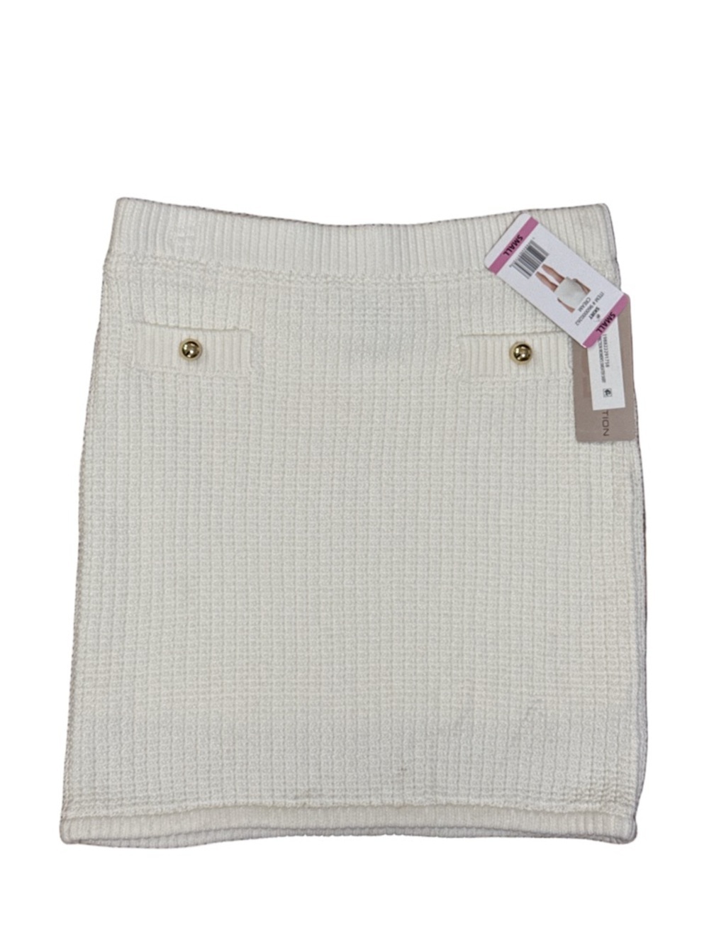 French Connection Cream Knit Mini Skirt with Gold Buttons - Picture 1 of 2